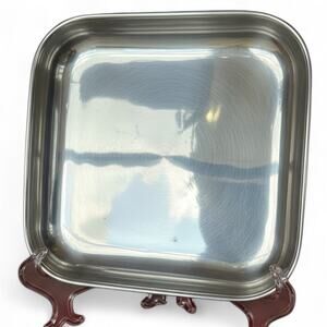 Vintage Nambe 555 Alloy 11 Inch Square Silver Metal Tray Mid Century Modern
